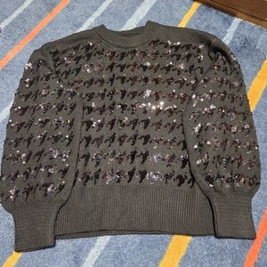 Sequin Embellished Gray Sweater